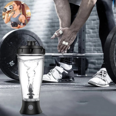 Electric Protein Powder Mixing Cup with motorized blender, ideal for gym use.