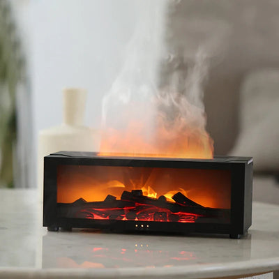 Simulated fireplace flame air humidifier with USB power, model A4.