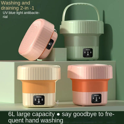 6L folding mini washing machine, portable and compact design for dorms, ideal for washing underwear and baby clothes.